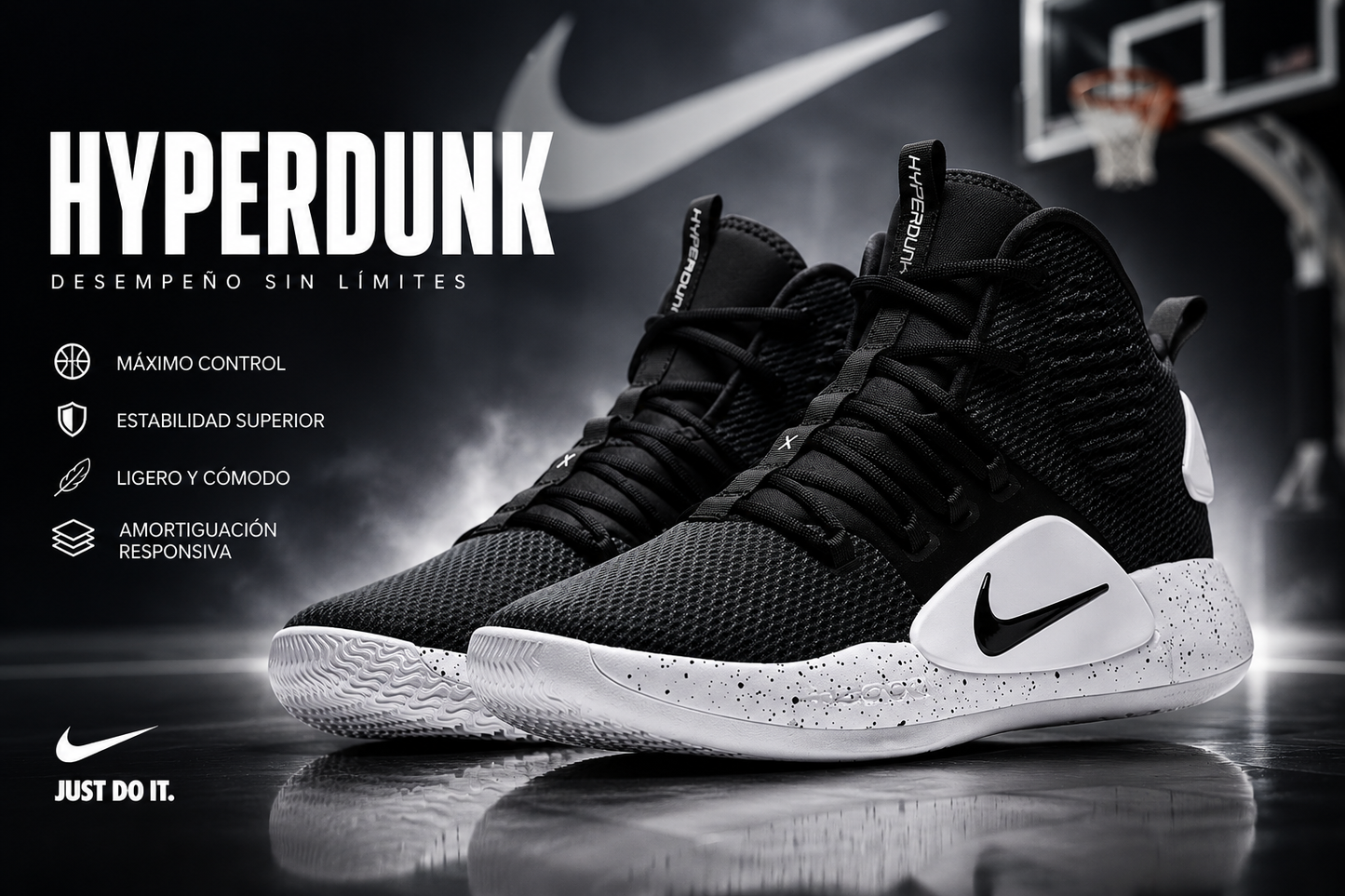 NIKE HYPERDUNK NEGRO BLANCO